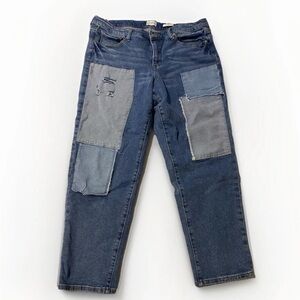 Wonderly 16 Slim Boyfriend distressed patches boho grunge hippie jeans